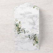 ダスティブルーユエレガントーカリプトゥスグリーンリーマーブル オールインワン招待状 (外側)