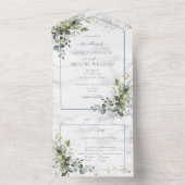 ダスティブルーユエレガントーカリプトゥスグリーンリーマーブル オールインワン招待状 (内側)