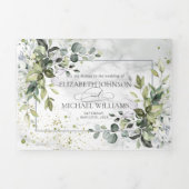 ダスティブルーユエレガントーカリプトゥスグリーンリーマーブル 三つ折り招待状 (カバー)