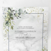 ダスティブルーユエレガントーカリプトゥスグリーンリーマーブル 三つ折り招待状 (内部最初)