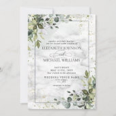 ダスティブルーユエレガントーカリプトゥスグリーンリーマーブル 招待状 (正面)