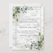 ダスティブルーユフォーマルーカリプトゥスグリーンリーマーブル 招待状 (正面)