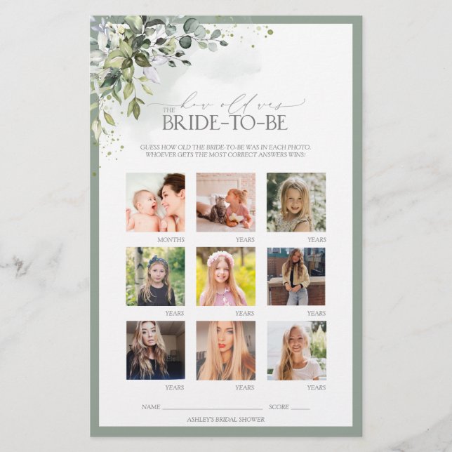 ダスティブルーユーカリフローラブライダルシャワーゲーム (正面)