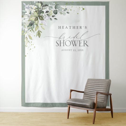 ダスティブルーユーカリブライダルシャワーフォトブース タペストリー (インサイチュ)