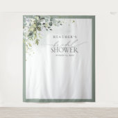 ダスティブルーユーカリブライダルシャワーフォトブース タペストリー (正面)