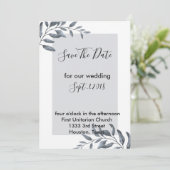 ダスティブルーユーカリプタスは日付を保存 招待状 (スタンド正面)