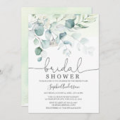 ダスティブルーユーカリプタスグリーンリーブライダルシャワー 招待状 (正面/裏面)