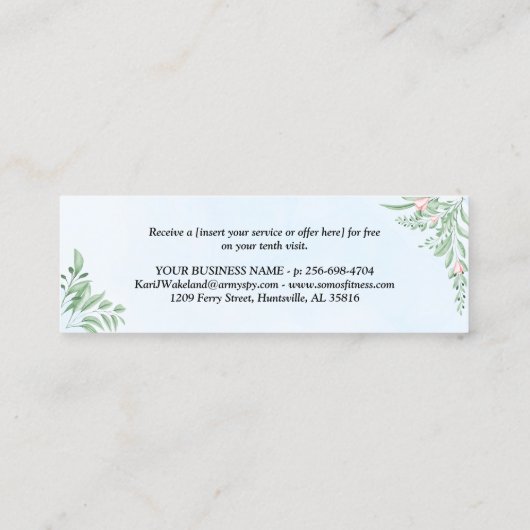 ダスティブルーユーカリプタスグリーンリーロイヤリティパンチカード ロイヤリティカード (裏面)