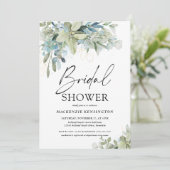 ダスティブルーユーカリプタススクリプトブライダルシャワー 招待状 (スタンド正面)