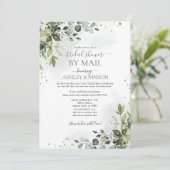 ダスティブルーユーカリプタススクリプト仮想ブライダルシャワー 招待状 (スタンド正面)