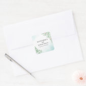 ダスティブルーユーカリプトゥスグリーンサキュリー結婚ズ スクエアシール (封筒)