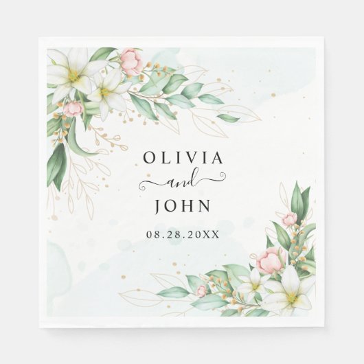 ダスティブルーユーカリプトゥスグリーンサキュリー結婚ズ スタンダードランチョンナプキン (正面)