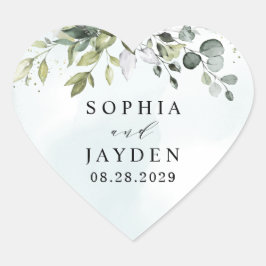 ダスティブルーユーカリプトゥスグリーンサキュリー結婚ズ ハートシール