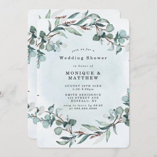 ダスティブルーユーカリプトゥスグリーンリーウェディングシャワー (正面/裏面)