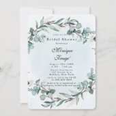 ダスティブルーユーカリプトゥスグリーンリーブライダルシャワー 招待状 (正面)
