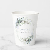 ダスティブルーユーカリプトゥスグリーンリーボホブライダルシャワー 紙コップ (裏面)