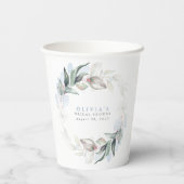 ダスティブルーユーカリプトゥスグリーンリーボホブライダルシャワー 紙コップ (裏面)