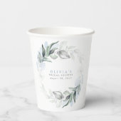 ダスティブルーユーカリプトゥスグリーンリーボホブライダルシャワー 紙コップ (裏面)