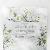 ダスティブルーユーカリプトゥスグリーンリー植物大理石 三つ折り招待状 (内部最初)