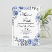 ダスティブルーユーカリプトゥスプキュラントブライダルシャワーインヴィ 招待状 (スタンド正面)