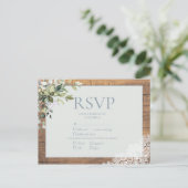 ダスティブルーユーカリプトゥスボタニカルウッドレースRSVP インビテーションポストカード (スタンド正面)