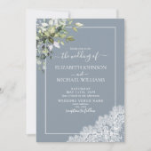 ダスティブルーユーカリプトゥスボタニカルウッド結婚ズ 招待状 (正面)