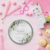 ダスティブルーユーカリプトゥスボタニカルブライダルシャワー ペーパープレート (パーティー)