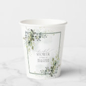 ダスティブルーユーカリプトゥスボタニカルブライダルシャワー 紙コップ (裏面)