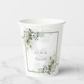 ダスティブルーユーカリプトゥスボタニカルブライダルシャワー 紙コップ (正面)