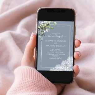 ダスティブルーユーカリ植物写真結婚ズ 招待状