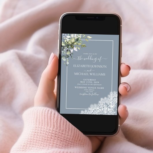 ダスティブルーユーカリ植物写真結婚ズ 招待状