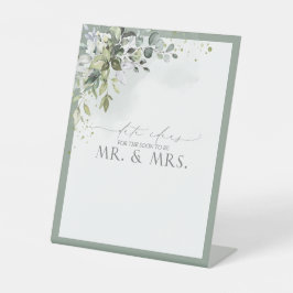 ダスティブルーユーカリ水彩フローラ日付アイディア 台座サイン