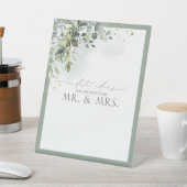 ダスティブルーユーカリ水彩フローラ日付アイディア 台座サイン (インサイチュ)