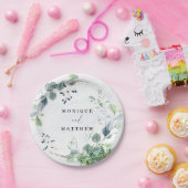 ダスティブルーユーカリ素朴グ結婚リー ペーパープレート (パーティー)