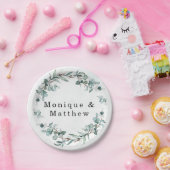 ダスティブルーユーカリ素朴グ結婚リー ペーパープレート (パーティー)