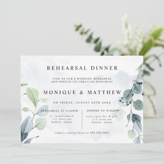 ダスティブルーユーカリ素朴リハーサルディナー 招待状 (スタンド正面)