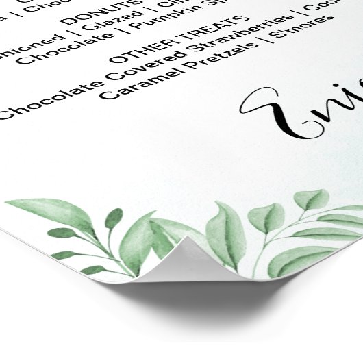 ダスティブルーユーカリ結婚のデザートメニューサイン ポスター (角)