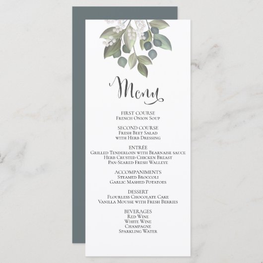 ダスティブルーユーカリ結婚の葉のメエレガントニュー (正面/裏面)