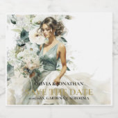 ダスティブルーユーカリ結婚グリーニー スパークリングワインラベル (シングルラベル)