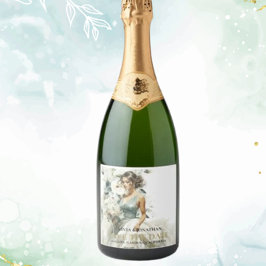 ダスティブルーユーカリ結婚グリーニー スパークリングワインラベル