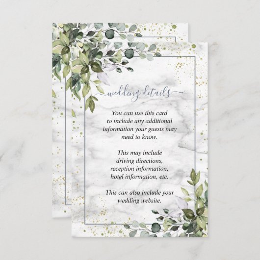 ダスティブルーユーカリ結婚グリーン詳細 エンクロージャーカード (正面/裏面)