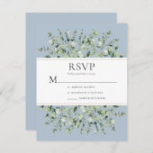 ダスティブルーユーカリ結婚プス 出欠カード (正面/裏面)