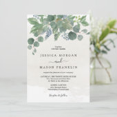 ダスティブルーユーカリ結婚式招待状カード 招待状 (スタンド正面)