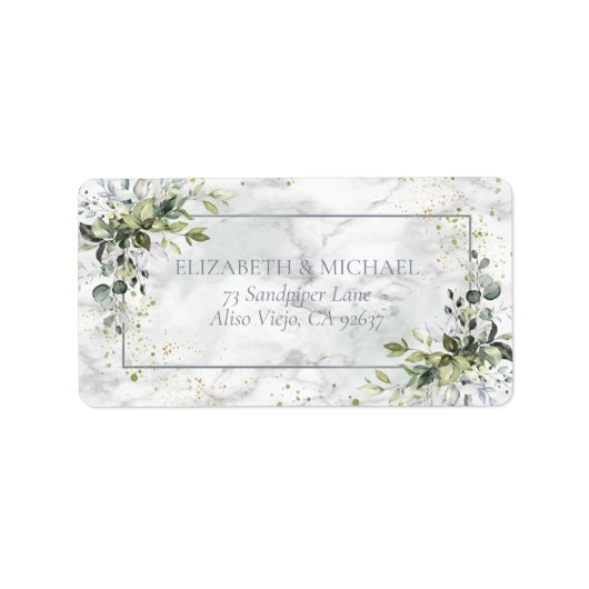 ダスティブルーユーカリ緑の大理石アドレス ラベル (正面)