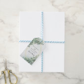 ダスティブルーユーカリ緑の幾何学的結婚な ギフトタグ (より糸付き)