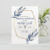 ダスティブルーユーカリ金ゴールドフローラブライダルシャワー 招待状 (スタンド正面)