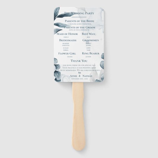 ダスティブルーユーカリ離れ結婚式 プログラム ハンドファン (裏面)