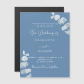 ダスティブルーユーカリ高級結婚店 マグネット招待状 (正面/裏面)