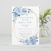 ダスティブルーライトフローラ金ゴールドブライダルシャワー 招待状 (スタンド正面)