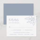 ダスティブルーラインアートフローラエレガントな結婚式 出欠カード (正面/裏面)